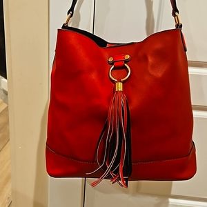 Lulu Dharma red vegan leather satchel